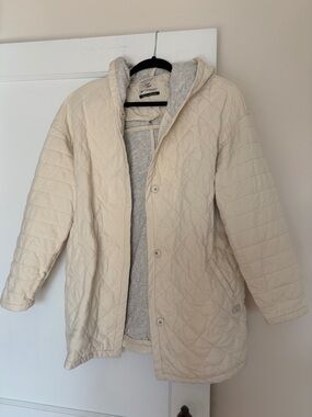 Scotch & Soda Quilted Hooded Sweatshirt Jacket in Light Cream